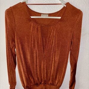 Free People Rust Long Sleeve Bodysuit